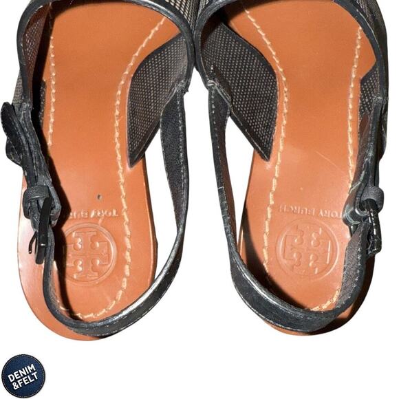 Tory Burch Lowell II Black Leather Logo Sandals Size 7.5M – Chic & Classic - Picture 8 of 14